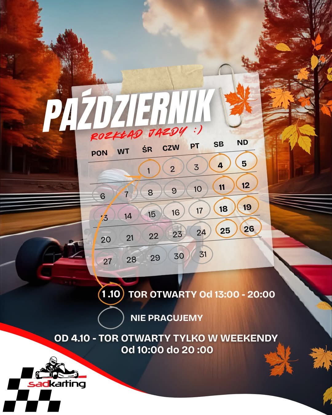 W październiku jeździmy już tylko weekendowo!